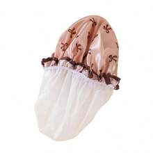Double Layer Waterproof Shower Cap For Women, Home Kitchen Oil Smoke Protection Hair Cover, Girls Dry Hair Mask Bath Cap New Style, Shower Accessories, Bath Sponge - Multicolor - View 6