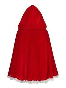 1pc Red Hooded Cape With Black Lace Trim, Little Red Riding Hood Costume, For Halloween Cosplay, Gothic Outfit, Carnival, Masquerade, Christmas Party And Stage Performance - Multicolor - View 7