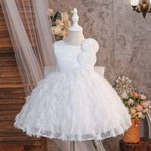 Young Girls' White Elegant Flowing Princess Dress, Suitable For Parties, Weddings, Birthdays, Formal Occasions, All Seasons - White - View 3