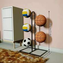 Basketball Display Rack Wall Mounted Iron Ball Storage Shelf Multi-Functional Sports Equipment Organizer - Multicolor - View 6