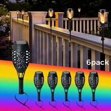 POSE UP 6pcs Solar Flame Light Strip, Waterproof Outdoor LED Fence And Deck Lights, Realistic Flickering Flame Effect Solar Landscape Lighting, With Switch Control, Easy Installation Decorative Lights, Suitable For Yard, Lawn, Pathway, Stairs, Driveway, Patio And Garden - Multicolor - View 12