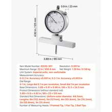 Depth Gauge, Depth Micrometer 0-22 Inch Measuring Range, 0.001" Resolution, With 4 Anvils & 6 Standard Rods, Precision Easy To Read Mechanical Tool For Measuring Groove, Step, Hole - 0-22 Inches - View 7