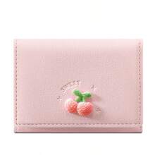 Fashionable Fruit Pattern PU Leather Wallet - Compact Zipper Credit Card Holder And Coin Purse, Snap Coin & Credit Card Pockets, Short Girl's Wallet, Korean Style Portable Cute Fruit Patchwork Purse, Travel Fashion Accessory - Multicolor - View 11