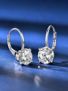 XUJIA 1Pair 2ct-8mm*2pcs Moissanite Earrings For Women 925 Sterling Silver Hoop Earrings Minimalist 925 Silver Earrings Anniversary Birthday Jewelry Gifts - Silver - View 7