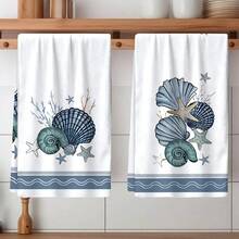 2/4/6pcs Set, Dish Towel, Ocean Creature Pattern Printed Towel, Ultra-Fine Microfiber Modern Absorbent Cloth, Cooking And Baking Tea Towel, Dish Cloth, Cleaning Towel, Hand Towel, Tea Towel, Ultra-Soft And Highly Absorbent, Kitchen Decor, Gift For Neighbors, Gift For Mom, Birthday Gift, Sweet Housewarming Gift For Friends, Kitchen Accessories, Daily Necessities, Life Essentials - Multicolor - View 6
