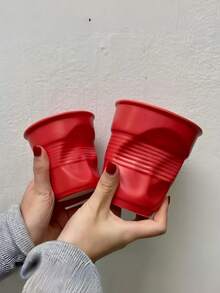 1pc Ins Style Pleated Twisted Ceramic Mug, Niche Coffee Cup For Home Afternoon Tea Milk Tea, Minimalist Solid Color Water Cup, Creative Textured Design Cup, Versatile Drinking Cup, Couple/Best Friend Matching Gift, Home/Office Breakfast Beverage Cup, Photo-Worthy Tableware, Multi-Color Options, Versatile Home Decor Gift - Multicolor - View 8