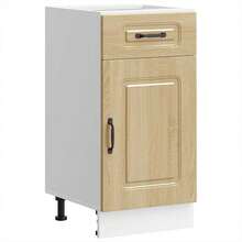 vidaXL Spülenunterschrank Kalmar Helle Eiche Khaki 80x46x81,5 cm Holzwerkstoff, Küchenunterschrank, Unterschrank für Küche, Küchenzeile, Küchenschrank - hellbraunes Khaki - Übersicht 18