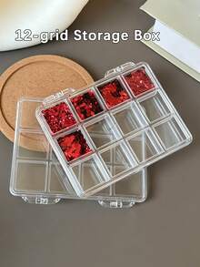 klimonla 1個美甲收納盒 桌面水鑽盒 工具用品 鑽石盒 美甲水鑽透明收納盒 不可拆卸式 便攜分格盒附蓋 塑膠收納盒 珠寶分格盒 - 無色 - 查看 2