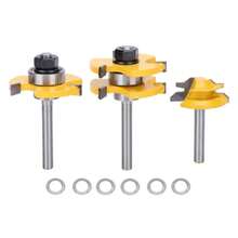 3pcs 45° Router Bits 3-Flute T-Shank 1/4" - A - View 2