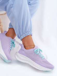 Bequeme Damen-Sportschuhe auf Plateau mit Memory-Schaum für Training und aktiven Lebensstil Gelirae Beige Lila - Violett - Übersicht 6