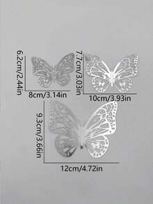 Hollow Butterfly Wall Stickers, Metal Texture Wall Decor, Suitable For Wall Decoration, Wedding Arrangement, Living Room Home Decor, Bedroom, Entryway, Hallway Decoration, Butterfly Stickers, Room Decoration And Wall Stickers, Autumn Home Decor, Halloween Home Decor - Silver - View 9