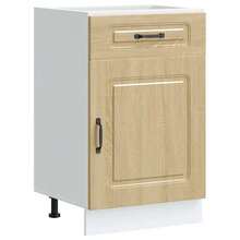 vidaXL Spülenunterschrank Kalmar Helle Eiche Khaki 80x46x81,5 cm Holzwerkstoff, Küchenunterschrank, Unterschrank für Küche, Küchenzeile, Küchenschrank - hellbraunes Khaki - Übersicht 32