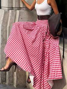 Women's Elegant Casual Street Daily Plaid Casual Skirt Women's Casual Skirt Red - Red - View 2