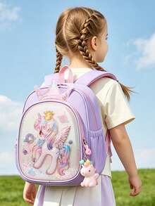 New Unicorn Princess School Bag For Kindergarten Girls With Chest Buckle, Small And Medium Class Backpack For Kids - A - View 9
