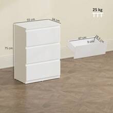Chest Of Drawers With 3 Drawers, Modern Storage Furniture For The Bedroom, White Color. - 白色 - 查看 7