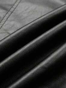 Men's PU Leather Slim Fit Zipper Casual Motorcycle Jacket - Black - View 9