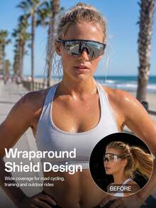 SCVCN Kapvoe Half-Frame Fashion Sports Glasses, Suitable For Outdoor, Travel, Driving And Daily Life. Windproof Sports Goggles, Suitable For Hiking, Running, Driving, Cycling And Fishing. Sports Style, Suitable For Beach, Unisex. - Multicolor - View 9