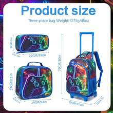 3-Piece Roller Backpack Set, Game Print Backpack, Tote Bag, Outdoor Bag, Pencil Case, Best Gift For Back To School Season - Multicolor - View 8