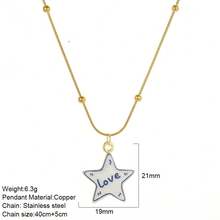 1pc Stainless Steel Chain Star Pendant Necklace LOVE Letter Oil Drop Exquisite Pendant Necklace Women's Fashion Jewelry Versatile Accessory - Multicolor - View 15