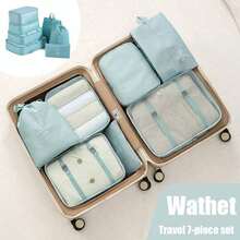 Set de 7 piezas de cubos de embalaje de viaje de gran capacidad, bolsas organizadoras portátiles y impermeables para ropa, pantalones, zapatos, calcetines, almacenamiento de equipaje, estilo bohemio - Multicolor - Ver 14