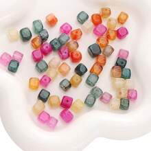 10顆 8x8mm 天然石水晶 磷灰石 碧璽 海藍寶石 摩根石 珠子，適用於珠寶製作 DIY 手鍊項鍊配件 - 彩色 - 查看 8