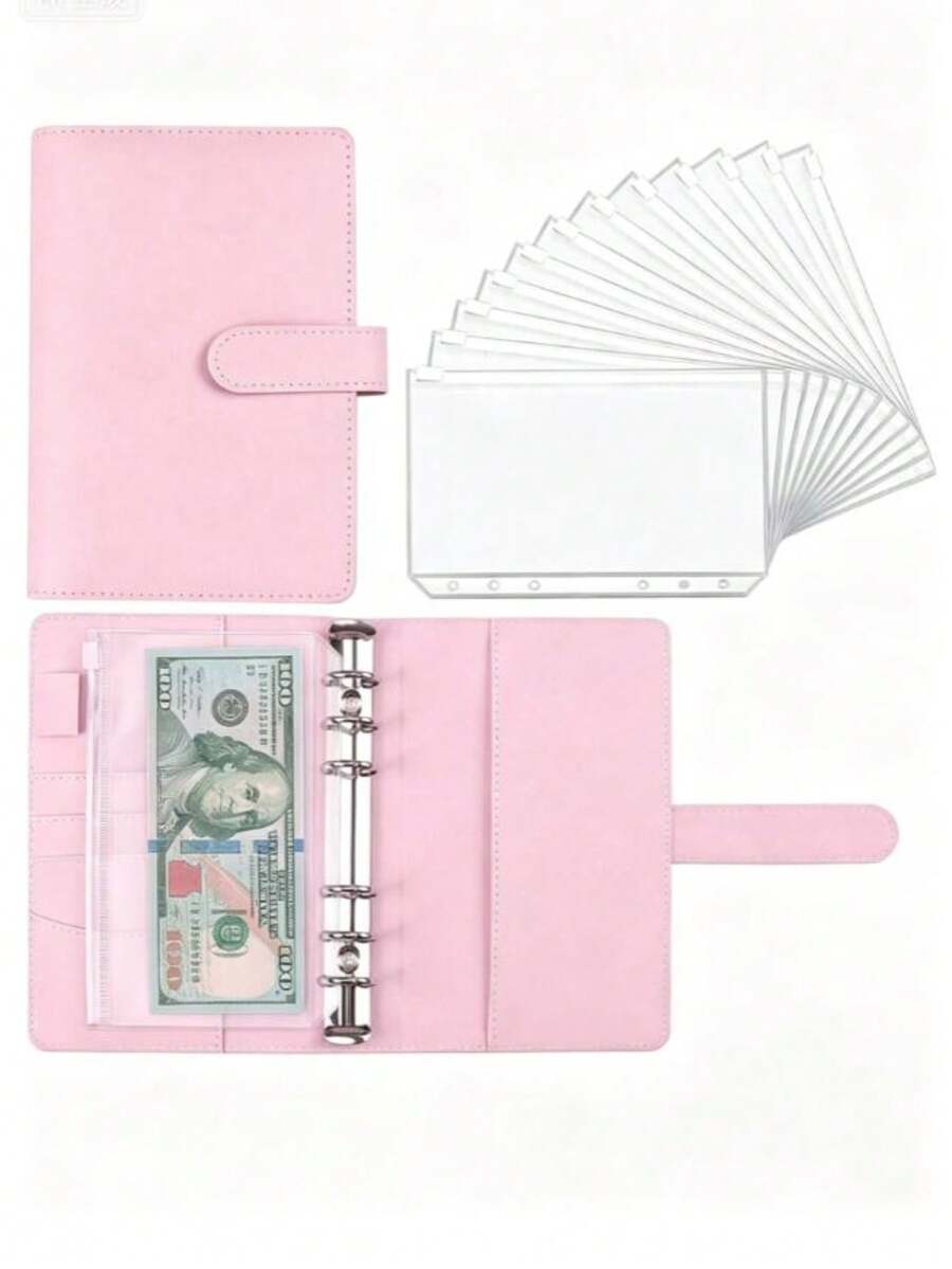 A6 活頁本，適用於現金信封系統與預算管理，自封式理財儲蓄簿，附現金收納頁，省錢理財用，隨機款式