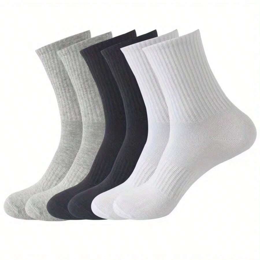 1/5 Pairs Spring/Autumn Men's Sports Long Socks, Unisex Outdoor Athletic Socks, Comfortable Breathable Basketball Socks - Multicolor - View 1