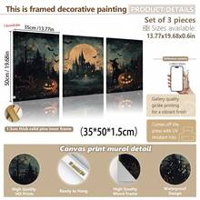 3er Set Leinwandkunst, gerahmte Wanddekoration, Galerie Set, Vintage Halloween Hexe, Kürbis & Fledermaus Ölgemälde, dunkler gotischer Horror Herbst Dark Academia Stil Leinwandkunst, Retro verwitterte seltsame Ästhetik rahmenloses Poster Set, Bestseller dekoratives Gemälde Set, geeignet für moderne Wohndekoration, Raumdekoration, Wohnheimdekoration, Schlafzimmerdekoration, Badezimmerdekoration - Retro-Kunst - Übersicht 17