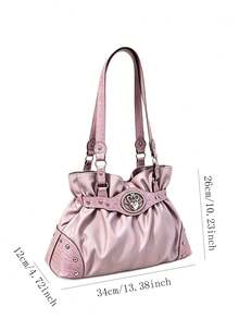 2026 New Pink Pleated Shoulder Bag For Women, Large Capacity, Commuter, Versatile, Lightweight Handbag - Pink - View 6