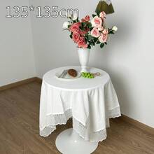 1pc Lace Tablecloth European Ins Style Luxury Rectangular Table Cloth Premium White Dining Table Cloth Coffee Table Cover, Suitable For Wedding Valentine's Day And Home Decor - White - View 9