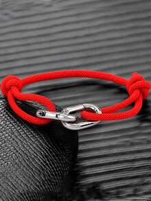 1 buah/2 buah Gelang Tali Anyaman Tangan yang Dapat Diatur, Gesper Tapal Kuda Perak Ganda, Gelang Tali Nilon, Gelang Tangan Minimalis Kasual Serbaguna Unisex - Gelang gesper dua lapis - View 7