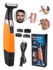 Kemei Brand KM-1910 Electric Shaver For Men Beard Face Sideburn Hair Trimmer USB Rechargeable Razor Washable Good Quality Hair Remove Machine Body Private Part Bikini Underarm Leg Hair Shaving Machine Painless Fast Remove Hair Whole Family Home Use Eyebrow Hair Trimmer - 橘色 - 查看 10