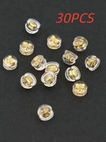 450pcs/100pcs/30pcs/50pcs Earrings And Stud Backs Handmade DIY Jewelry Accessories Anti-Slip, Anti-Loss Silicone Ear Plugs Anti-Fall Anti-Piercing Lollipop Ear, Large Earrings, Piercing, Earring Backing Set - Transparent - View 10