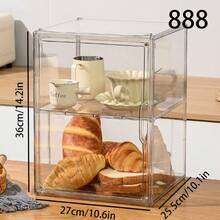 1pc Cake Storage Box, Kitchen Baking Bread Storage Container, Stackable Tea Cup & Water Cup Holder, Easy Access, Moisture-Proof & Pest-Proof, Suitable For Kitchen, Bakery, Coffee Shop - View 10