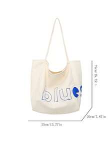 1件 35cm*20cm 39cm 大容量帆布單肩托特包 開口手提包 時尚字母印花購物包 通勤包 學生校園背包 休閒手提包 返校季適用 適合學生、上班族、度假、購物、運動，可作為禮物 - 彩色 - 查看 11