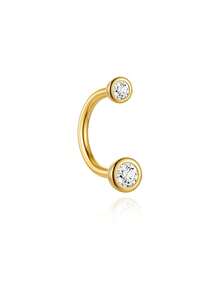 1Pc 925 Sterling Silver Horseshoe CZ Nose Rings Hypoallergenic Nostril Piercing Jewelry Hoops Nose Studs For Women Men Daily Casual Wear Gift - Gold - View 14