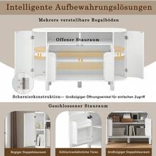 MDF Sideboard / Sideboard In Modern Nordic Style / Entrance Area Design / Versatile Storage Space / Adjustable Feet / Suitable For The Entrance Area, Hallway And Living Room / White - White - View 6
