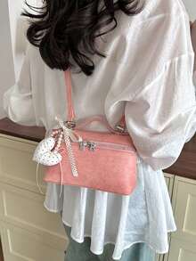 1pc Fashionable Daily Shoulder Bag Korean Ins Style Box Crossbody Bag - Pink - View 3