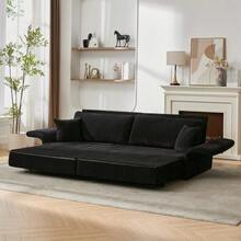 Modern Minimalist Fabric Sofa With Multifunctional Conversion: Comfortable Sofa Bed For Living Rooms, Offices And Studios, Foldable Double Sofa Bed For Small Apartments. - 黑色 - 查看 7