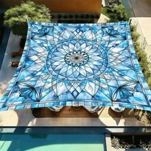 1pc Mandala Geometric Print Square Sun Shade Sail, Suitable For Yard, Pool, Villa Courtyard, Outdoor Leisure Area, Outdoor Sun Shade Sail, Beach Umbrella, Outdoor Sun Shade Cloth, Beach Canopy, Beach Tent, Patio Sun Shade, Outdoor Gazebo, Gazebo - Bohemia C - View 23