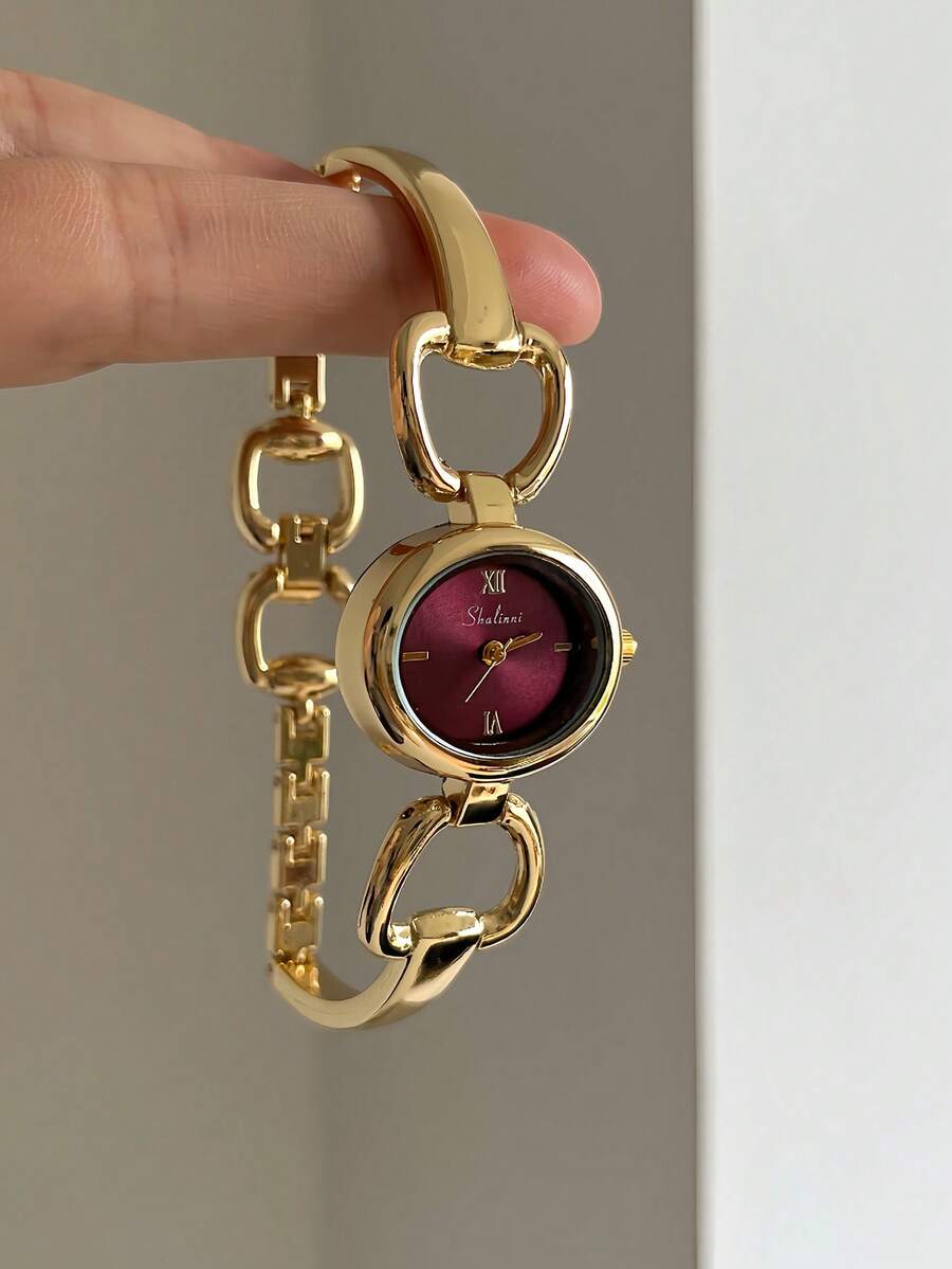 Gold Square Bracelet Quartz Watch For Women, Delicate And Compact, Suitable For Daily Wear, Birthday/Graduation Gift, Casual Gatherings - Gold - View 1