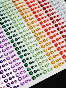 900pcs/Sheets Colorful Eye Makeup Rhinestone Decorative Stickers, Holiday Party Makeup Ball Short Video DIY Makeup Accessories, Concert Bar Shiny Face Tattoo Costume Stickers - 彩色 - 查看 8