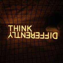1pc Warm White LED Neon Light "Think Differently", USB Powered Plastic Wall Mount, Button Control | Suitable For Home, Factory Direct, Customizable, Low Voltage , Glass Sticker Accessory, Unbreakable Base, No Overheating - 暖白光 - 查看 8