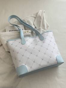 Bolsa de Mão Premium de Grande Capacidade para Mulheres, Bolsa Tote de Ombro Casual Minimalista Versátil e Elegante para o Dia a Dia - Multicolorido - Visão 6