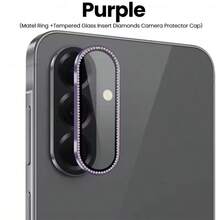 1件 適用於 Galaxy A56/A36/A26 水鑽金屬一體式鏡頭保護膜 鋼化玻璃相機保護膜 彩色/銀色/黑色/粉色/紫色/藍色/金色 鏡頭保護膜 防摔防刮 - 彩色 - 查看 9