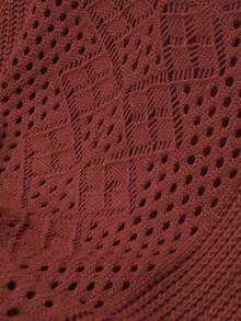 Plus Size Women's Casual Versatile Hollow Diamond Pattern Vest, Loose V-Neck Mid-Length Layering Sleeveless Tank Top, Spring/Autumn Vacation - Coral Orange - View 5