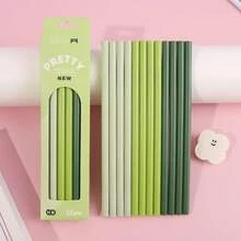 12pcs Macaron Solid Color Round HB Wooden Pencils, Macaron Color Series Minimalist Wooden Writing Pencil Set, Smooth Sketching Drawing Stationery, Student Back To School Exam Supplies - A - View 10