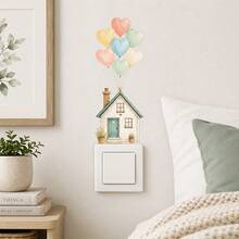 1/3pcs 2D Heart Balloon House Self-Adhesive Light Switch Stickers, Cute Cartoon Wall Decor Gift, Suitable For Living Room, Bedroom, Bathroom, Coffee Bar, Home Party - Balloon Switch Sticker - View 10