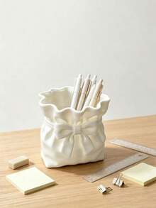 1pc Bowknot Pen Holder Storage, Desktop Pen Holder And Decorative Vase Ornament, Suitable For Stationery Storage, Makeup Brush Storage, Toothbrush And Toothpaste Storage, Exquisite Desktop Ornament For Living Room, Bedroom, Desk, Office Desk, Business Decor, School Small Gift, Delicate Decoration - One Size Fits All - View 7