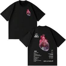 T-shirt PNL Que La Famille Le Monde Chico pour hommes et femmes, mode hip-hop, t-shirt à manches courtes en coton, col rond - H608-Noir - Voir 2